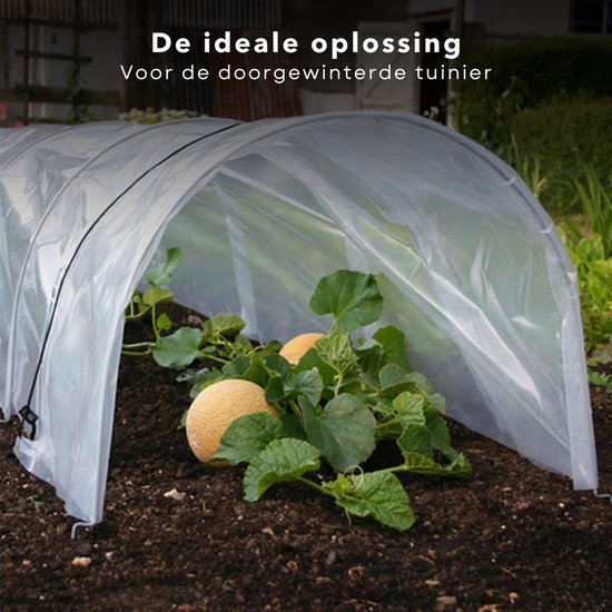 Tunnel de serre Cheqo® - Tunnel de culture - Tunnel de jardin - 300 x 45 x 45 cm - Sans fond - Avec 6 arches en acier