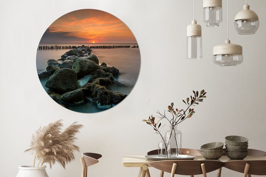 WallCircle - Cercle mural ⌀ 140 - Mer - Soleil - Pierres - Tableaux ronds salon - Tableau mural rond - Décoration murale cercle - Décoration chambre intérieur - Décoration murale cercle mural - Accessoires de maison