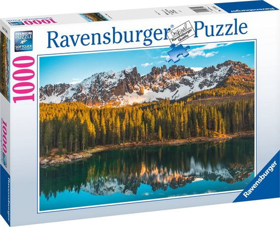 Foto: Ravensburger puzzel italian landscapes lago di carezza legpuzzel 1000 stukjes