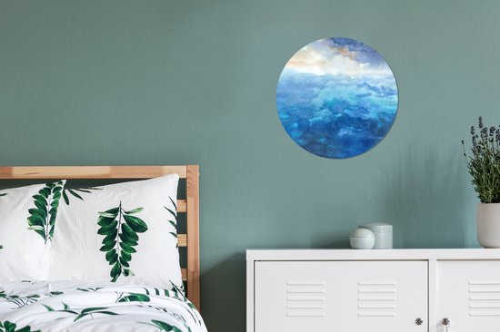 WallCircle - Stickers muraux - Cercle de papier peint - Mer - Aquarelle - Couleurs - ⌀ 30 cm - Cercle mural - Autocollant - Autocollant papier peint rond