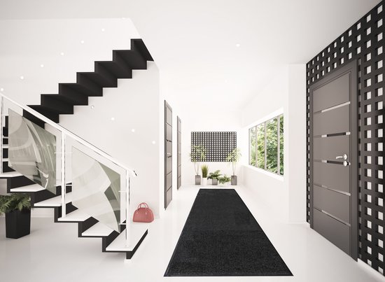 JYG Paillasson Cleanwash Zwart 120x180cm - tapis sec - antidérapant - tapis d'entrée - tapis d'escalier - pare-chocs 4 côtés