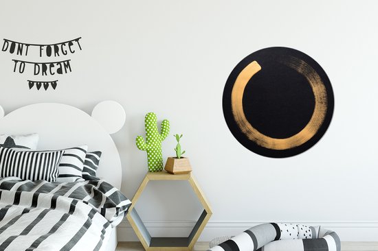 Cercle mural - Stickers muraux - Cercle de papier peint - Cercle doré sur fond foncé - 50 x 50 cm - Cercle mural - Autocollant - Sticker mural rond