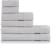 Handdoekenset, zilverlichtgrijs, 2 badhanddoeken 70 x 140 cm + 2 handdoeken 50 x 90 cm + 2 gastendoekjes 30 x 50 cm, 100% katoen, badstof, zacht en absorberend, 6-delig