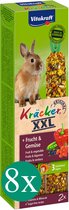 8 x Vitakraft Konijn Kracker XXL - Konijnensnack - 3 x Fruit & Groente