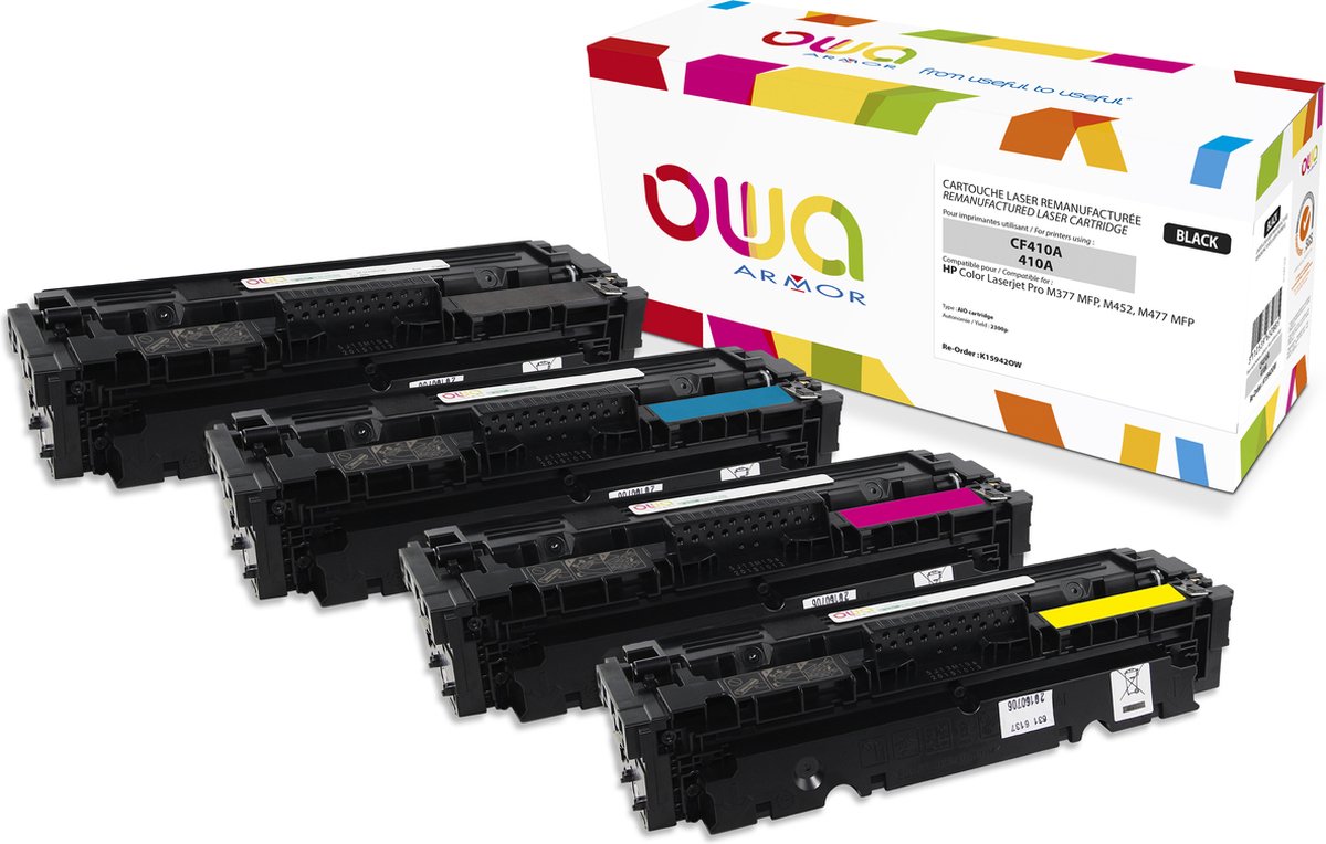 OWA toner HP CF411A - Refurbished HP toner met chip - Cyaan - 2.300 Pagina's - 411A, CF411, 411