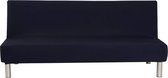 Effen armloze slaapbank hoes polyester spandex stretch futon beschermhoes beschermer 3-zits elastische volledig opvouwbare bank bankschild voor opvouwbare bank zonder armleuningen (zwart)