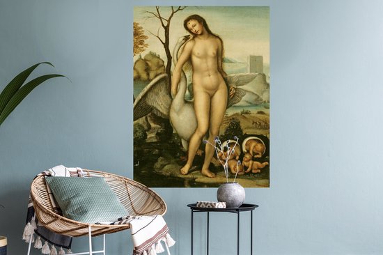 Stickers muraux - Film autocollant - Léda et le cygne - Leonardo de Vinci - 60x80 cm - Film adhésif - Stickers muraux muraux Chambre d'enfant - Papier peint autocollant - Papier peint autocollant - Film autocollant