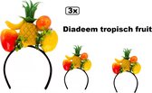 3x Tropical fruit diadeem - Summertime fun thema feest festival fruit toetje fun tropisch banaan ananas citroen