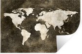Sticker Muursticker Cartes du monde du Wereldkaart avec motif texturé dans les tons marron - 90x60 cm - Film adhésif autocollant - Sticker mural repositionnable