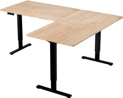 Vestland - Zit-Sta Hoekbureau Elektrisch In Hoogte Verstelbaar - Conform ARBO-norm - Geheugenfunctie - 200 x 160 x 80CM - Dubbele Motor - Eiken-Zwart