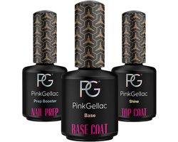 Pink Gellac Gellak Set - Manicure Set met 15ml Base Coat, 15ml Top Coat en 15ml Nail Prep - Gel Nagellakset voor Thuis