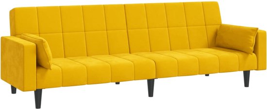 vidaXL-canapé-lit-2 places-avec-2-coussins-velours-jaune
