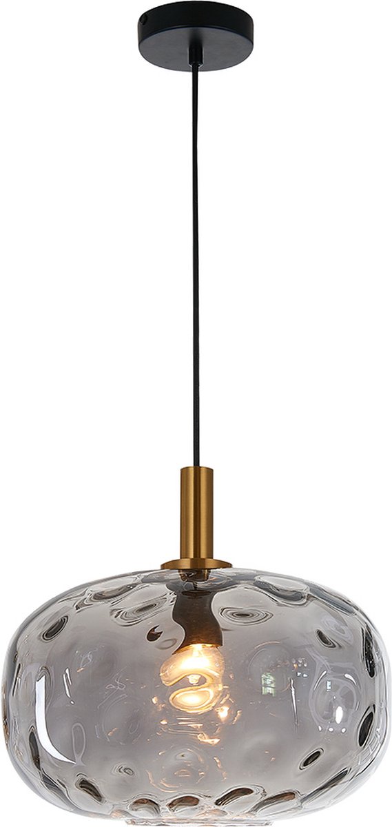 Fantasia Astrid maxi hanglamp E27 goud met asgrijs glas