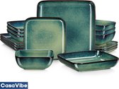 CasaVibe Luxe Bordenset - Serviesset - Kommen set - Borden - Dinerborden - set van 16 - 4 persoons - Groen