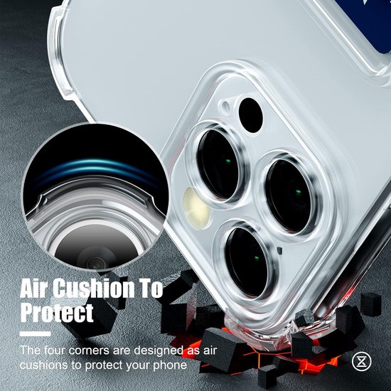 Étui en TPU résistant aux chocs avec porte-cartes Convient pour : Apple iPhone 13 Pro Max - Transparent - Étui avec porte-carte arrière
