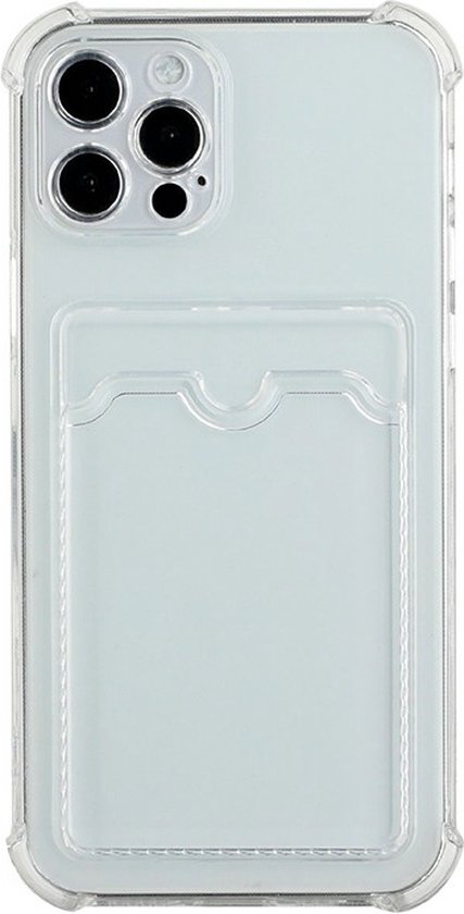 Étui en TPU résistant aux chocs avec porte-cartes Convient pour : Apple iPhone 13 Pro Max - Transparent - Étui avec porte-carte arrière