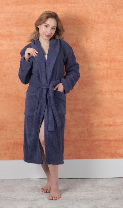Betully ® - Unisex Kwaliteit Badjas - 100% Turkse Katoen Badjas - Blauw- Badjas dames en heren - XXL size - Katoen badstof - Ochtendjas -Sjaalkraag - Badjas dames - Badjas heren - Maat XXL - Blauw