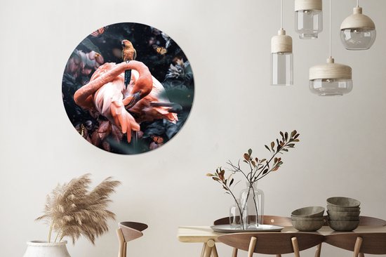 WallCircle - Cercle mural - Cercle mural - Plantes - Flamingo - Jungle - Aluminium - Dibond - ⌀ 90 cm - Intérieur et Extérieur
