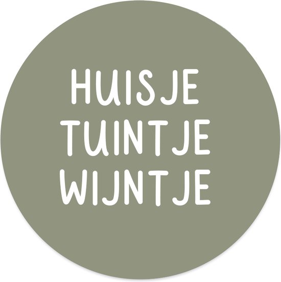 Label2X - Muurcirkel huisje tuintje wijntje groen - Ø 20 cm - Dibond - Multicolor - Wandcirkel - Rond Schilderij - Muurdecoratie Cirkel - Wandecoratie rond - Decoratie voor woonkamer of slaapkamer