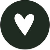 Label2X - Muurcirkel hart wit groen - Ø 80 cm - Forex - Multicolor - Wandcirkel - Rond Schilderij - Muurdecoratie Cirkel - Wandecoratie rond - Decoratie voor woonkamer of slaapkamer
