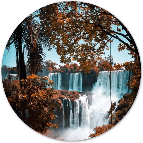 Label2X - Muurcirkel waterfall - Ø 80 cm - Forex - Multicolor - Wandcirkel - Rond Schilderij - Muurdecoratie Cirkel - Wandecoratie rond - Decoratie voor woonkamer of slaapkamer