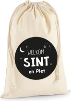 Label2X - Sinterklaaszak - Welkom Sint & Piet Rond - Sinterklaas cadeau - Sinterklaas versiering - Sinterklaas decoratie