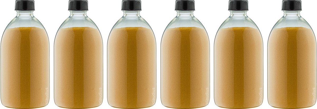Scrubzout Appel-Kaneel 650 gram - Fles met zwarte dop- set van 6 stuks - Hydraterende Lichaamsscrub