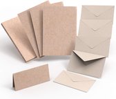 Kaartenset met enveloppen, 120 delen, dubbele kaarten DIN A6, kraftpapier, vouwkaarten, blanco met envelop, kaarten om zelf vorm te geven, kaartenknutselset