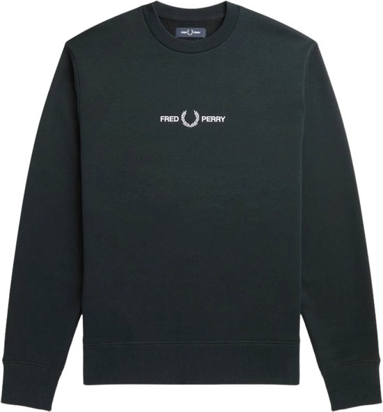 Fred Perry - Sweater Donkergroen Logo - Heren - Maat M - Regular-fit
