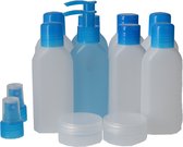 2x Set de Bouteilles de voyage Blue Ocean - Plastique PE sans BPA - Bouteilles de voyage rechargeables, Bouteilles de voyage Bagage à main, Ensemble de bouteilles de voyage, Emballage de voyage - Transparent et Blauw - 2 lots de 6