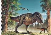2x stuks a4 Schetsboek/ tekenboek/ kleurboek/ schetsblok met Tyrannosaurus rex/ dinosaurussen bedrukking voor kinderen - Dinosaurus tekenen speelgoed cadeau boek