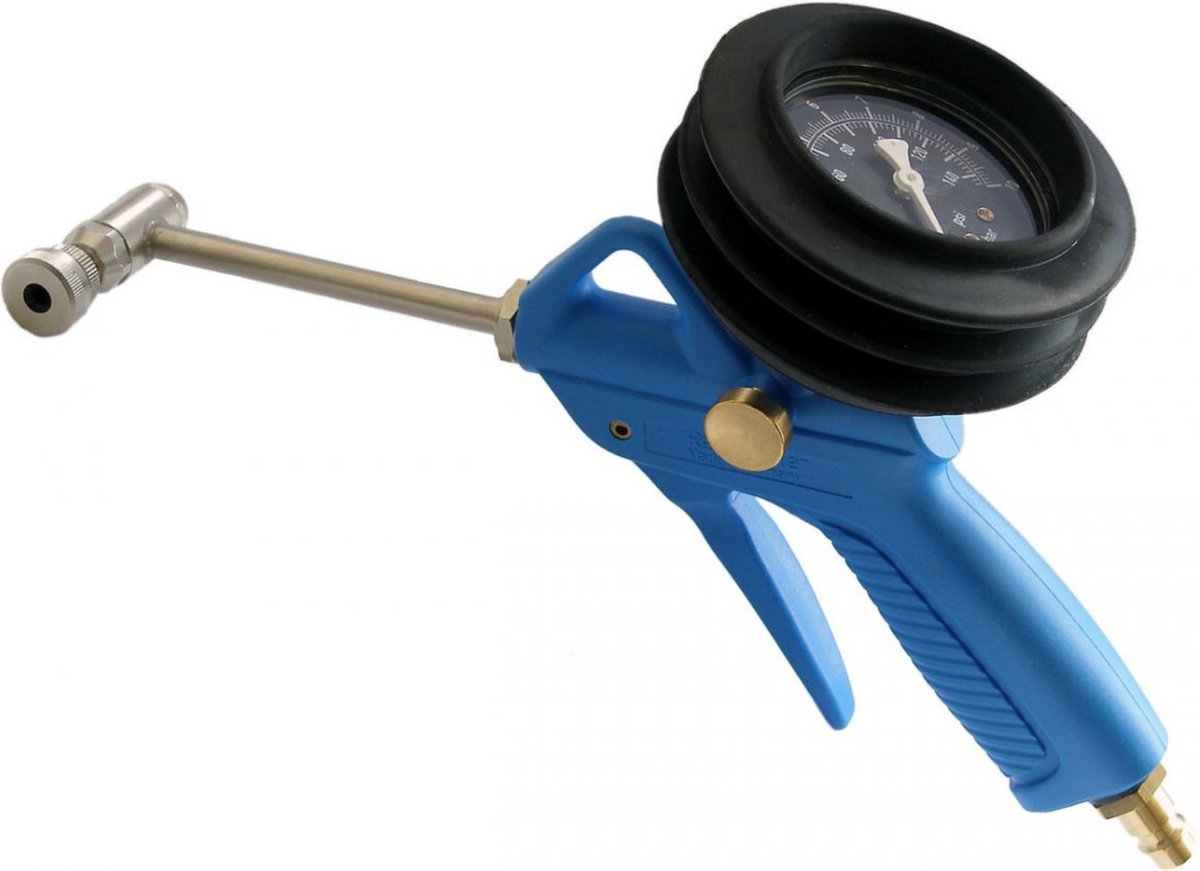 Alligator Luchtpistool - Draaibare kop - Manometer - Snelkoppeling - Blauw