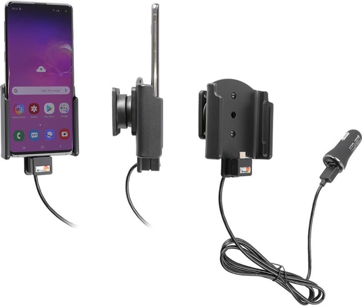 Brodit houder-lader Samsung Galaxy S10 met USB sig.plug 12/24V