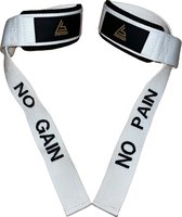 Lifting straps - wit - met quote - 100% polyester - met padding - deadlift straps