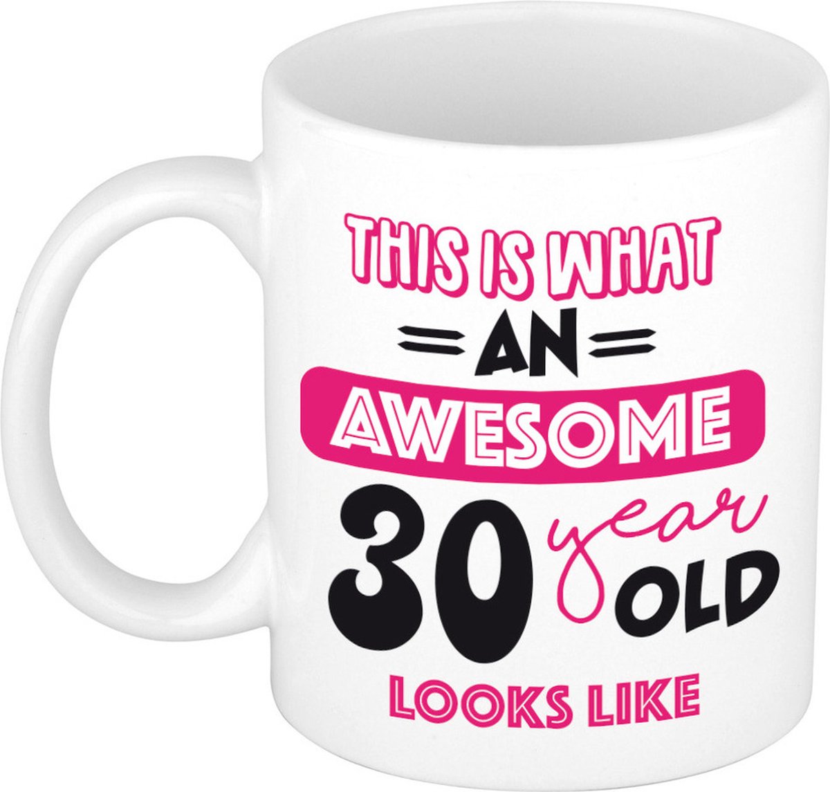 Bellatio Decorations Verjaardag cadeau mok 30 jaar - roze - grappige tekst - 300 ml - keramiek