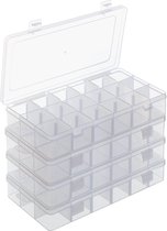 Belle Vous Helder Plastic Opslag Doos Organizer (4 Pak) - Grote Doos Containers met 18 Aanpasbare/Verwijderbare Rasterverdelers - Compartimenten voor Sieraden, Schroeven, Kralen en Kleine Hobby Items
