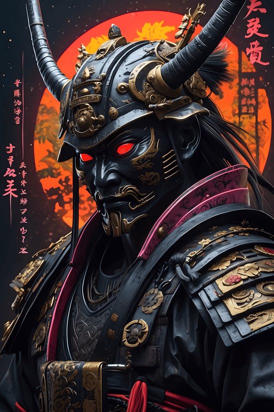 Donkere Samurai Poster | Japanse Krijger | Manga poster | 61x91cm | Wanddecoratie | Muurposter | MT | Geschikt om in te lijsten