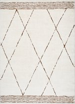 SURYA Vloerkleed - Woonkamer, Slaapkamer - Berber Etnisch Tapijt INGA - Ivoor/Bruin - 200x275 cm