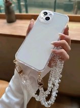 iPhone 14 hoesje met ketting - Transparant - Doorzichtig - Hangend hoesje voor mobiel