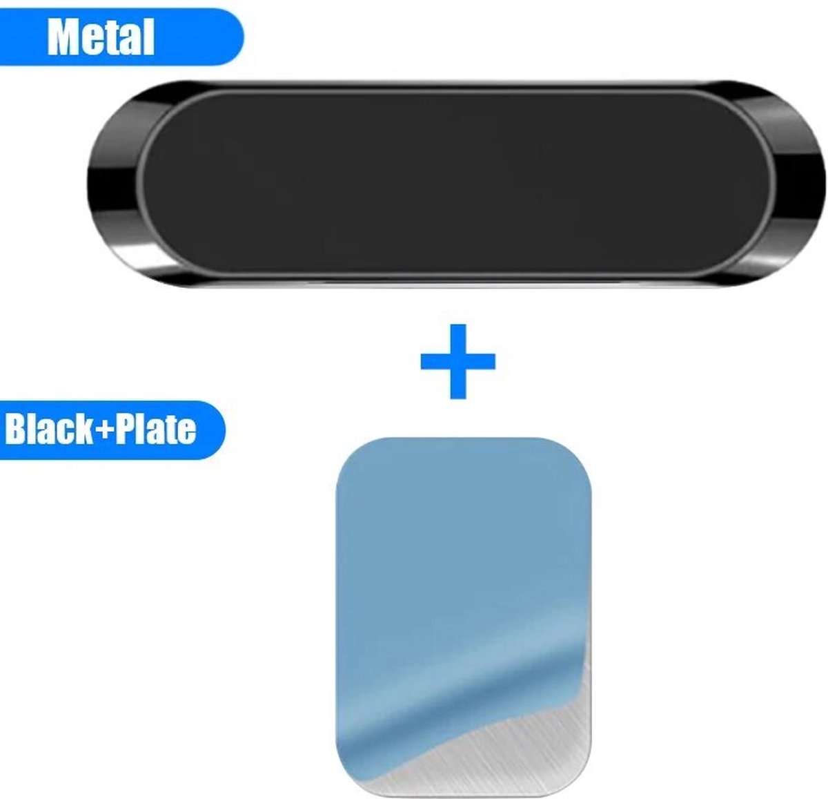 Thewooshop - Magnetische Auto Telefoon Houder - Dashboard Mini Strip Vorm - Standaard Voor Iphone - Samsung Metalen - Magneet Gps - Zwart