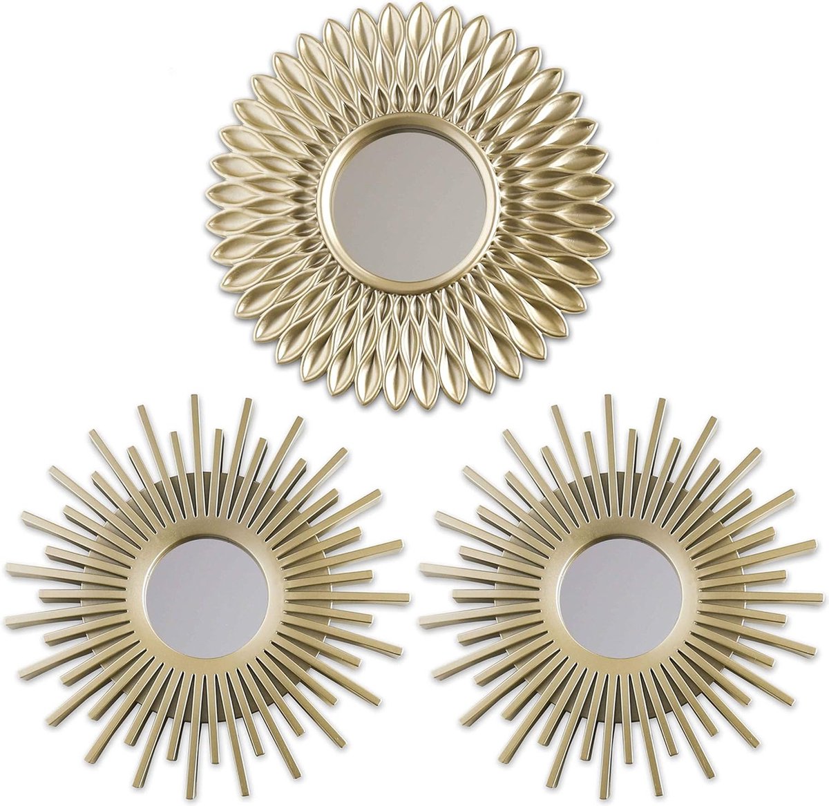 3-delige wandspiegel set rond zonnespiegel wanddecoratie goud woonkamer slaapkamer moderne spiegel decoratie
