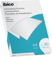 Ibico Lamineerhoezen, voor A4 documenten, 2 x 80 micron, 250 stuks, Glanzend