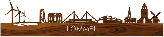 Skyline Lommel Palissander hout - 80 cm - Woondecoratie - Wanddecoratie - Meer steden beschikbaar - Woonkamer idee - City Art - Steden kunst - Cadeau voor hem - Cadeau voor haar - Jubileum - Trouwerij - WoodWideCities
