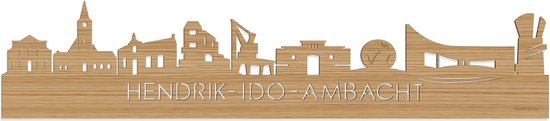 Skyline Hendrik-Ido-Ambacht Bamboe hout - 80 cm - Woondecoratie - Wanddecoratie - Meer steden beschikbaar - Woonkamer idee - City Art - Steden kunst - Cadeau voor hem - Cadeau voor haar - Jubileum - Trouwerij - WoodWideCities