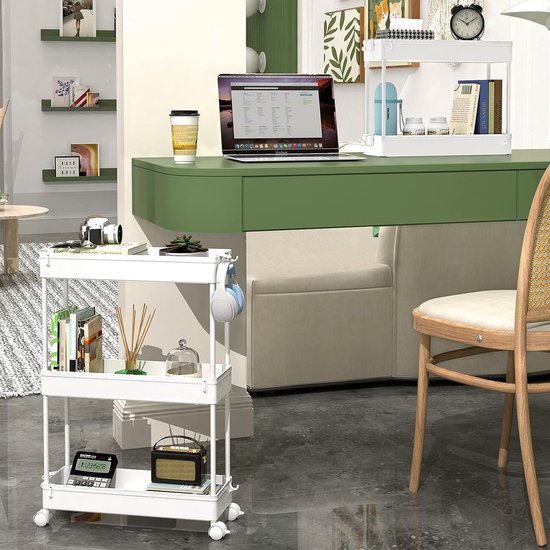 Ronlap Opbergwagen met 4 niveaus, smalle mobiele rekken met handvathaakvergrendeling, dunne rollende utility-trolley, uitglijdende skinny opbergorganizer, toren voor keuken, badkamer, wasruimte, zwart