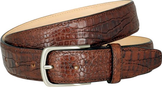 Lindenmann leren riem heren 40 mm breed, herenriem buffelleer bruin, donkerbruin, Bundweite 100 cm Gesamtlänge 115 cm W 39.4 LL