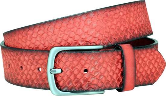 LINDENMANN leren heren riem - rood - Maat: 100