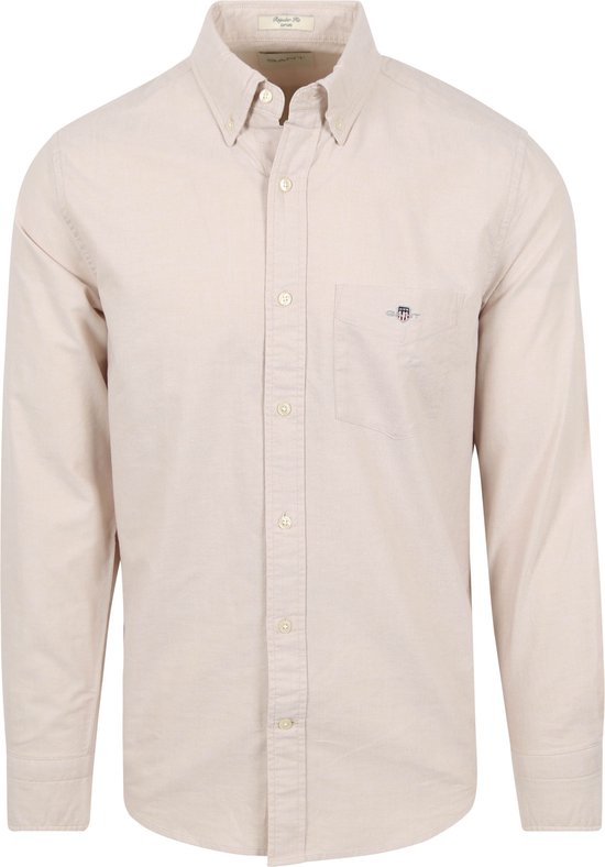 Gant - Casual Overhemd Oxford Beige - Heren - Maat XXL - Regular-fit
