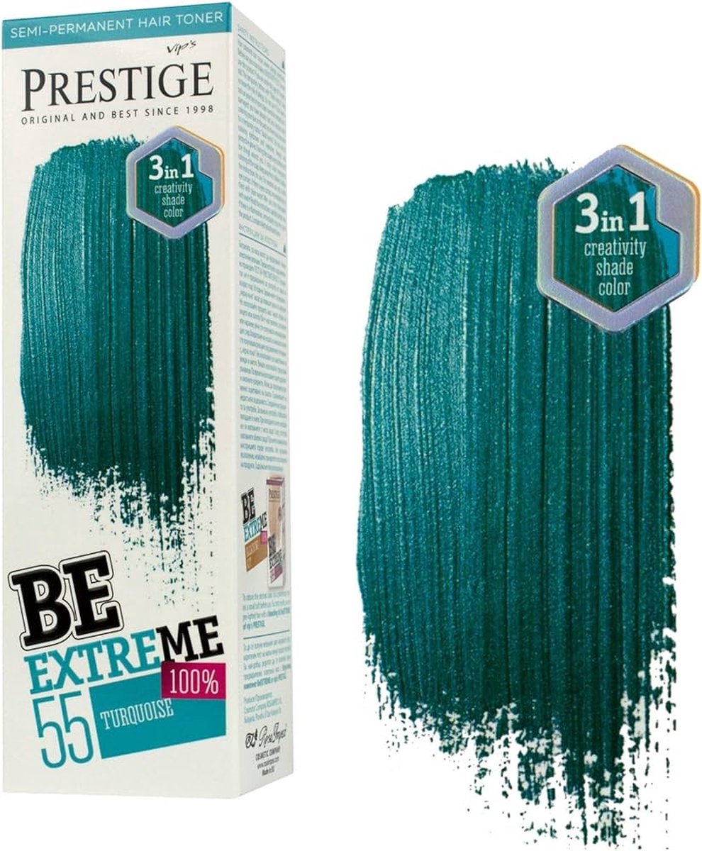 Prestige Turquoise Blauw-groene Haarverf – Semi-Permanente Haarkleuring Blauw Groen – Milde formule zonder Ammoniak, PPD en Peroxide – 100ml