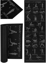 Tapis de yoga avec exercices - Tapis de Fitness - Tapis de Yoga gris et noir